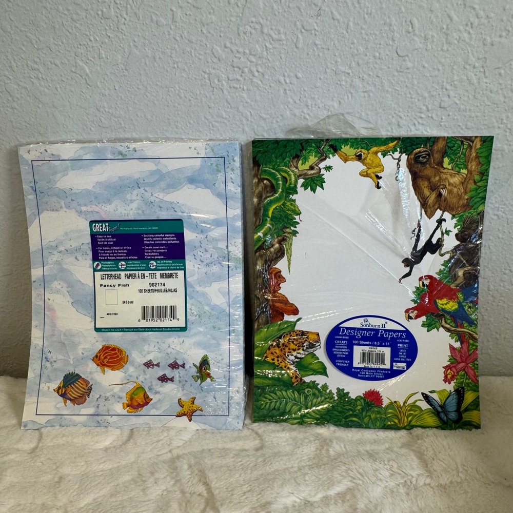 Great Papers Fancy Fish & Sonburn II Jungle Letterhead Stationery ~ 150 papers